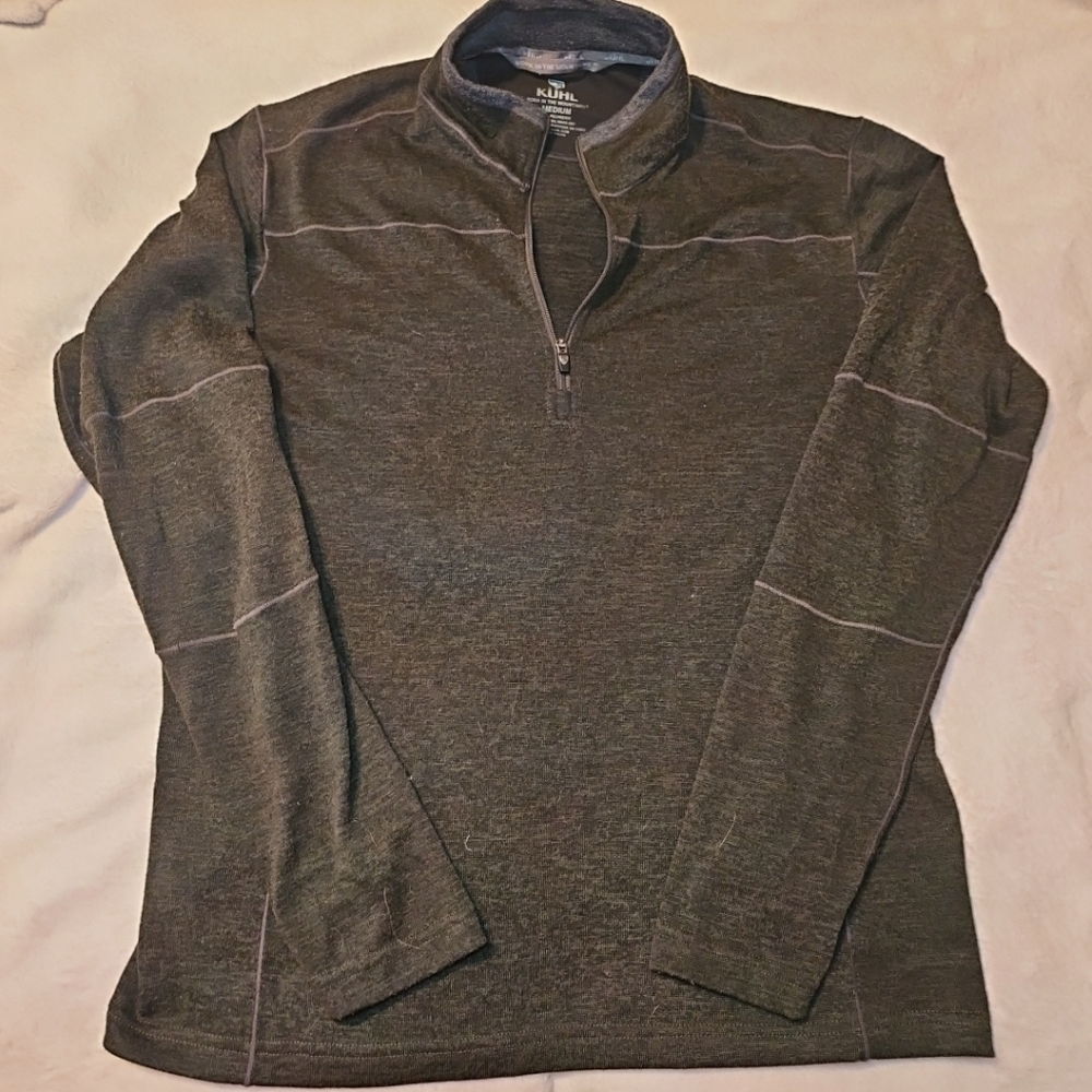 Kuhl Ryzer 1/4 Quarter Zip Athletic Performance Pullover Sweater Large Beige